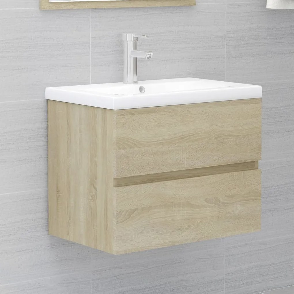 Mobile bagno con lavabo integrato rovere sonoma in truciolato