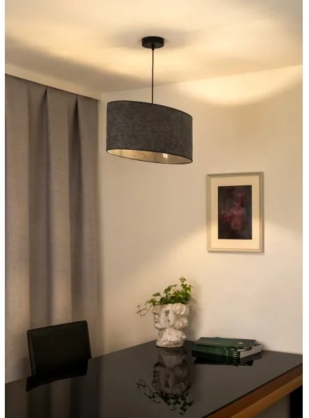Duolla - Lampadario a sospensione con filo OVAL 1xE27/15W/230V grigio