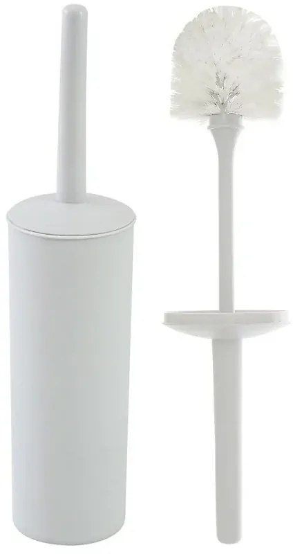 Portascopino wc da appoggio tondo bianco in plastica con scopino