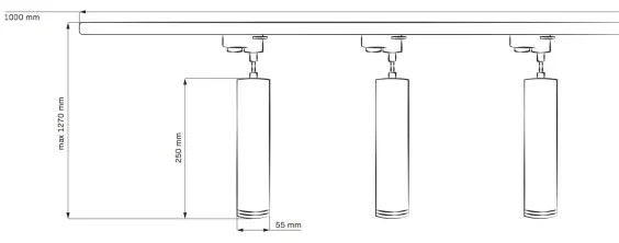 Lampadario su filo per sistema a binario MARIBEL 3xGU10/10W/230V + 1 m rotaia sistema