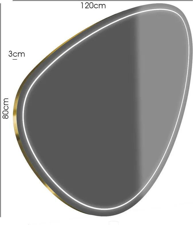 Specchio Lumiere con illuminazione 120x80 cm oro