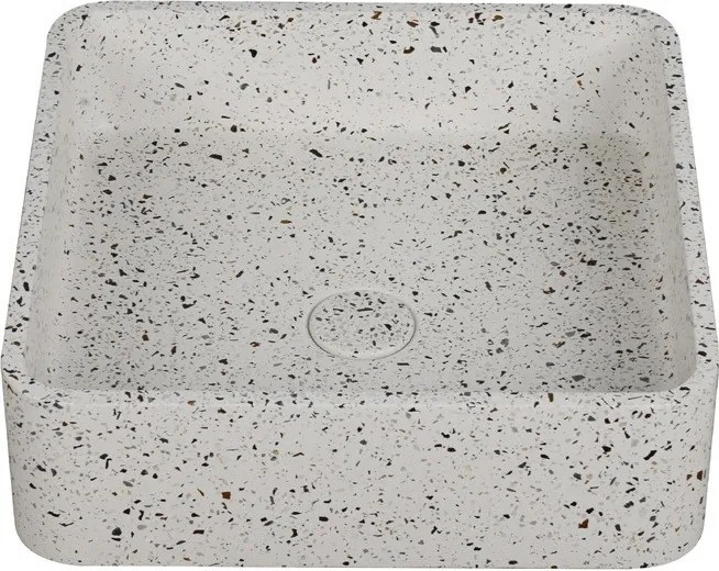 Lavabo da appoggio quadrato con finitura terrazzo stracciatella | KTERI-400STR - KAMALU