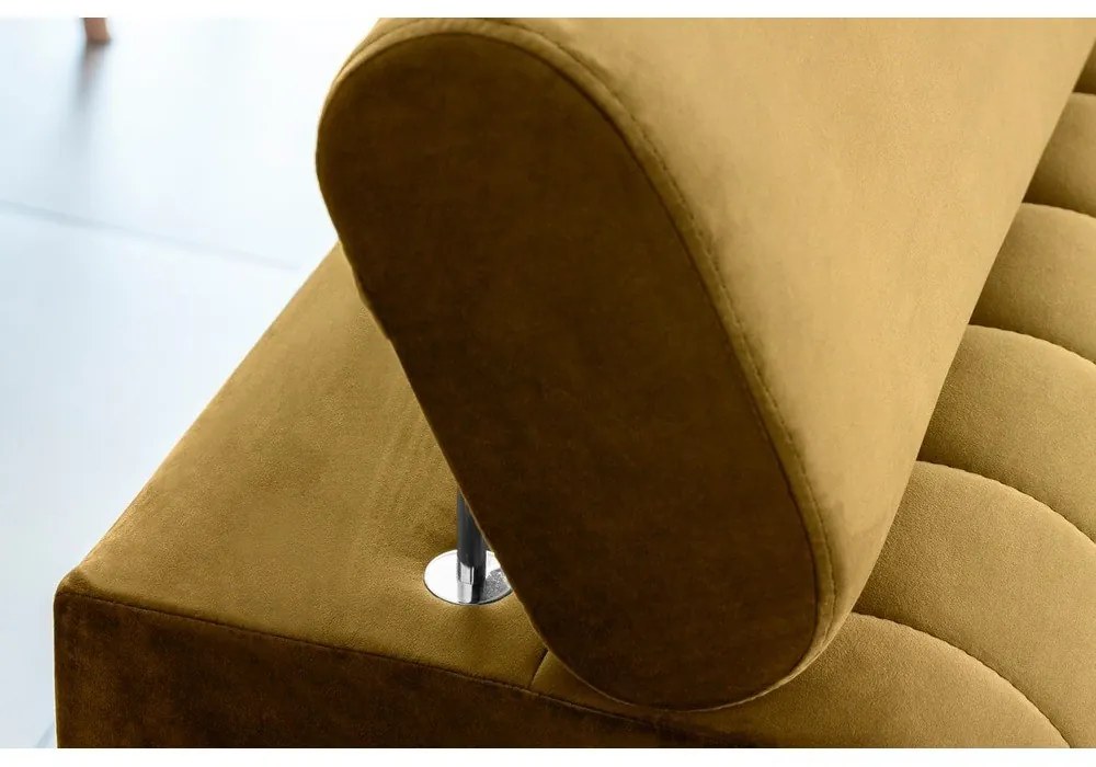 Divano color senape allungabile e rivestimento in velluto 261 cm Laurence – ELTAP