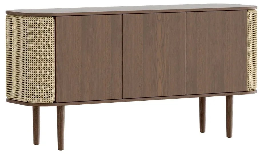 Cassettiera bassa in rovere decorato in marrone naturale 150x75 cm Treasures - UMAGE