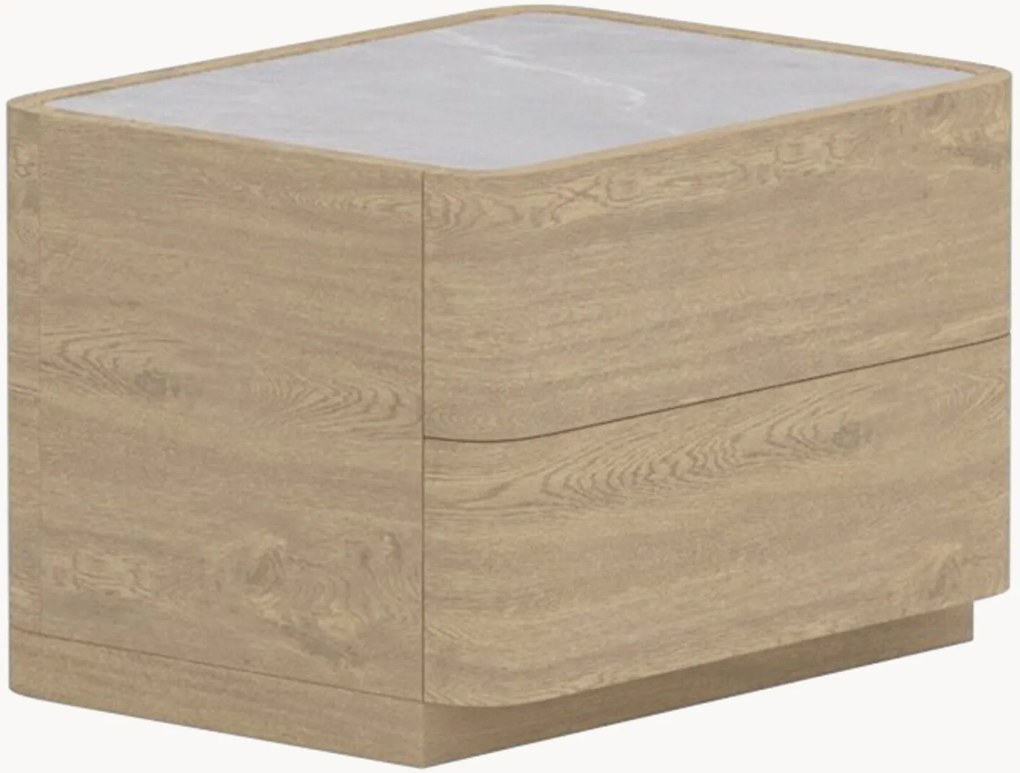 Cassettiera effetto legno con piano in vetro Noble