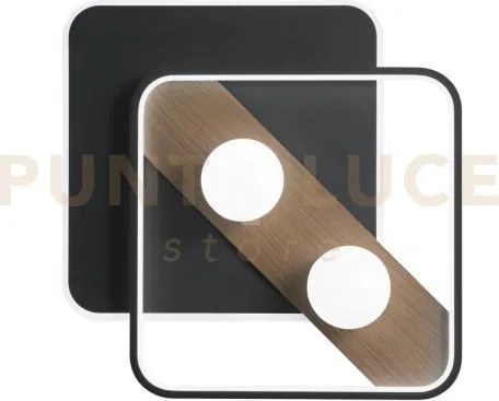 Plafoniera led cricket nera e legno 40w 4540lm cct 3000k 4000k 6500...