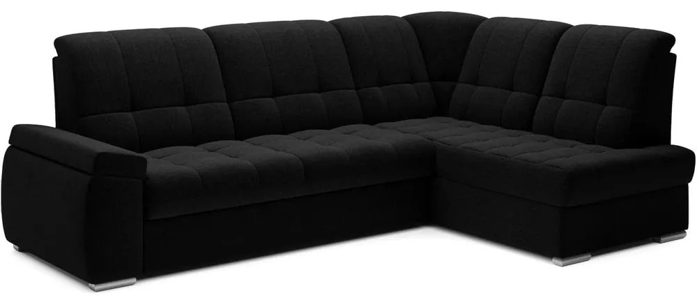 Divano angolare nero allungabile/con contenitore (con penisola a destra/a L) Sado – ELTAP