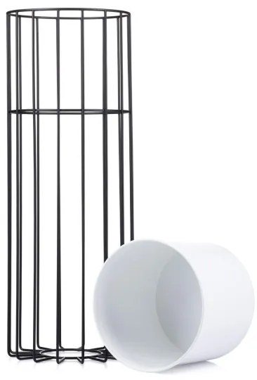 Vaso da fiori in metallo LOFT 55x20 cm nero/bianco