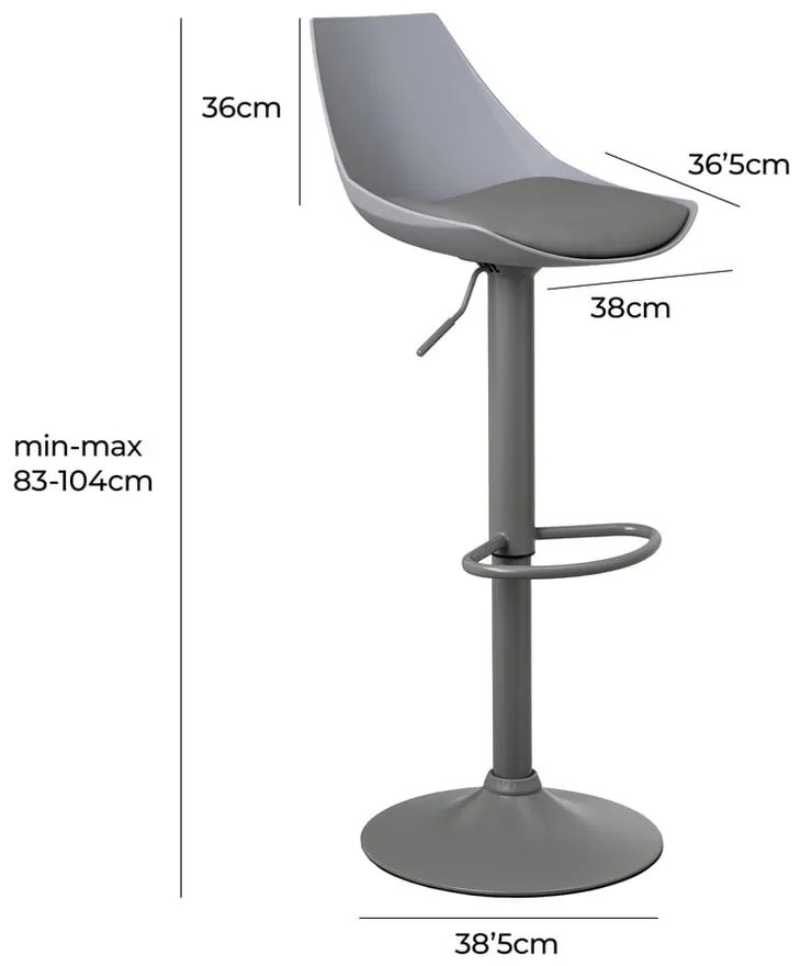 Sgabelli da bar grigi ad altezza regolabile in similpelle in set di 2 (altezza seduta 56,5 cm) - Casa Selección