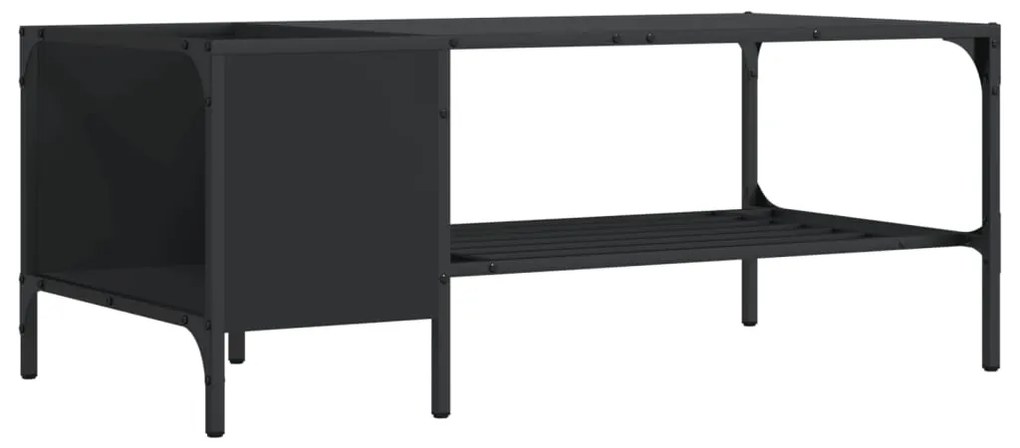 Tavolino salotto con ripiano nero 100x51x40cm legno multistrato