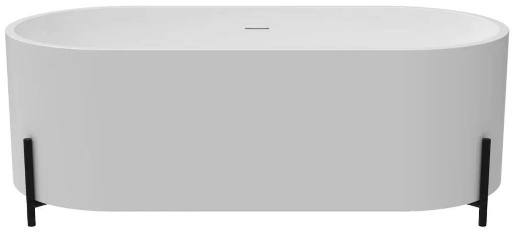 Vasca da bagno freestanding ovale 160 x 73,5 x 59 cm Bianca con piedini neri - ALONSA