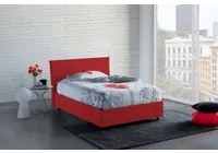 Letto piazza e mezza Ashasa, Letto contenitore con rivestimento in tessuto, Made in Italy, Apertura frontale, adatto per materasso cm 120x190, Rosso