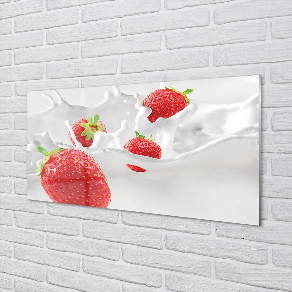 Quadro vetro acrilico Fragole latte 100x50 cm