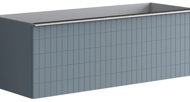 Mobile da bagno sospeso sotto lavabo L 120 x H 40 x P 45.5 cm blu laccato opaco, 2 cassetti Pixel grid