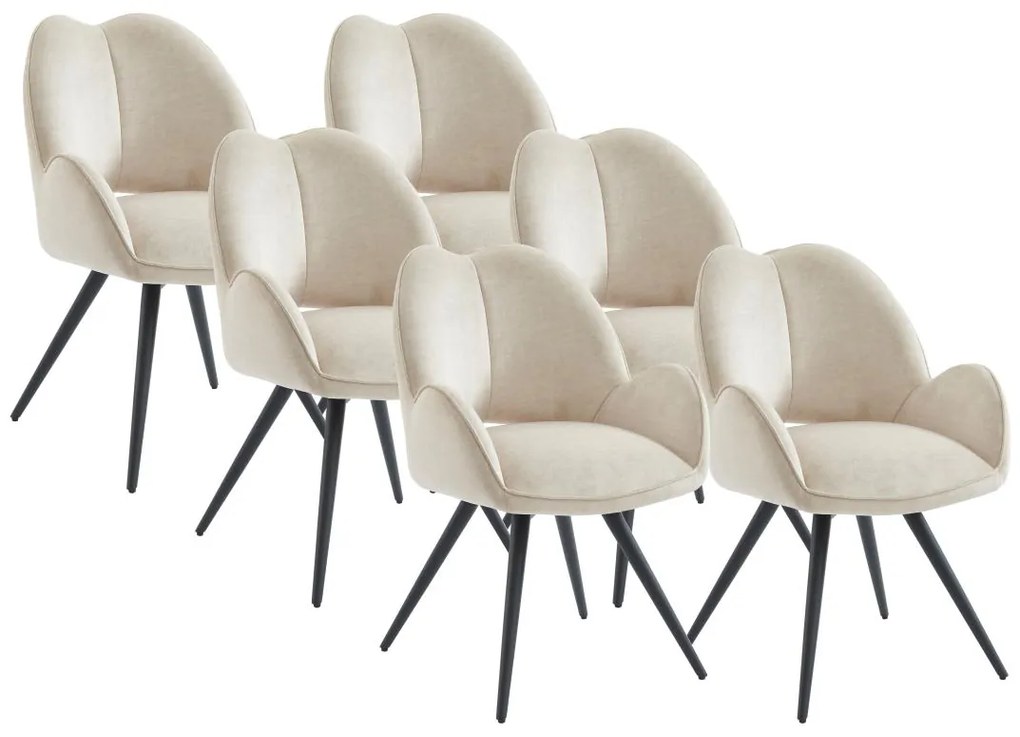 Sedia girevole con braccioli in Tessuto e Metallo Nero Beige - Lotto di 6 - GULSUN della Maison Céphy