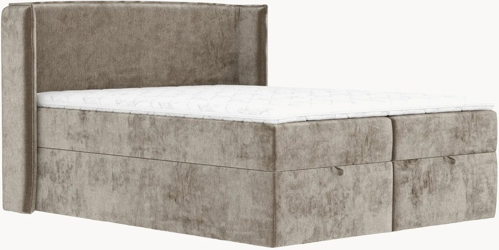 Letto boxspring in ciniglia fatto a mano con contenitore Passion, H4