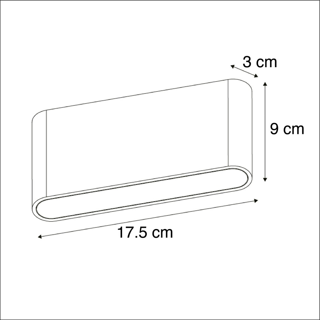 Lampada da parete moderna per esterni bianca 17,5 cm con LED IP65 - Batt