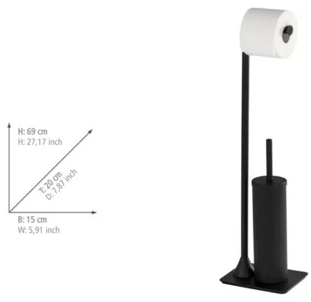 WENKO 23710100 - Scopino per WC HELLA 15x69 cm nero