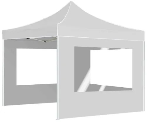 Gazebo Pieghevole con Pareti in Alluminio 3x3 m Bianco