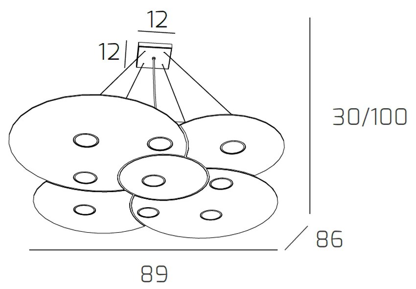 Sospensione Moderna Cloud Metallo Grigio 9 Luci Gx53