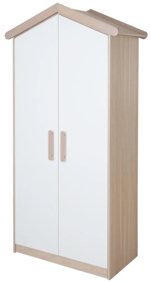 Armadio per bambini bianco/di colore naturale con effetto rovere 96x190x50 cm Cabane – Roba