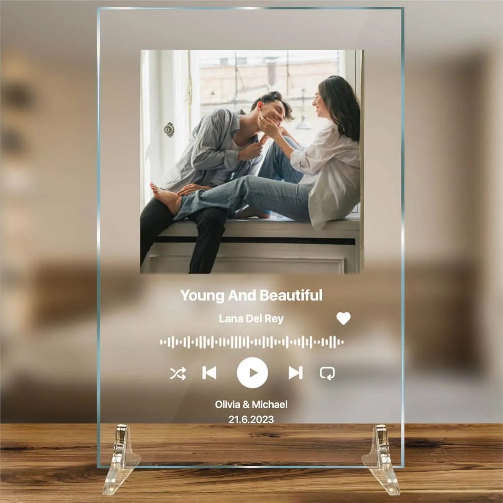 Placca di Spotify, canzone con foto su vetro | Inspio