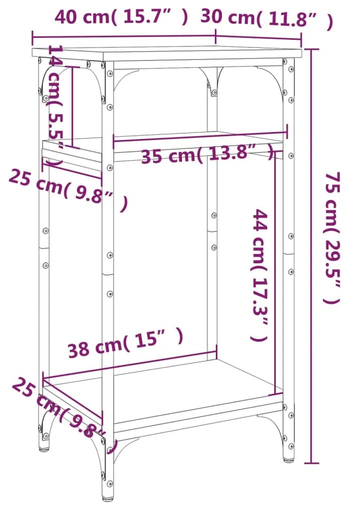 Tavolino Grigio Sonoma 40x30x75 cm in Legno Multistrato