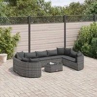 Set Divano da Giardino 10 pz con Cuscini Grigio in Polyrattan 3308402