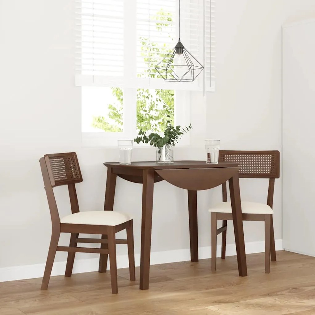 Sedie Da Pranzo Con Cuscini 2pz Marrone Legno Massello Di Hevea /