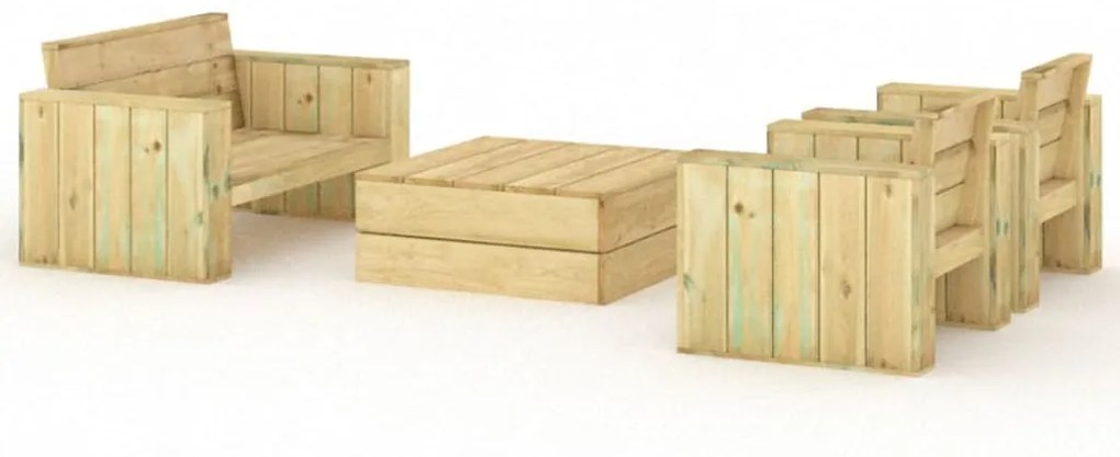 Set Salotto da Giardino 4 pz Legno Massello di Pino Impregnato