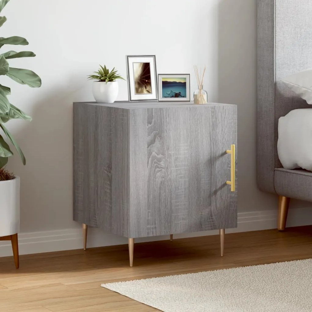 Comodino Grigio Sonoma 40x40x50 Cm İn Legno Multistrato /