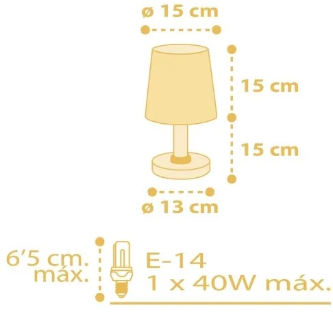 Dalber 82211A - Lampada per bambini STAR LIGHT 1xE14/40W/230V giallo