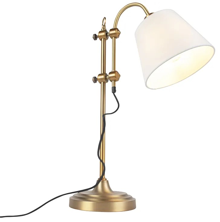 Lampada da tavolo classica bronzo con paralume bianco - Ashley
