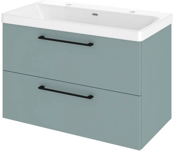 Mobile da bagno sospeso sotto lavabo L 90 x H 58 x P 46 cm verde laminato opaco, 2 cassetti SENSEA Remix