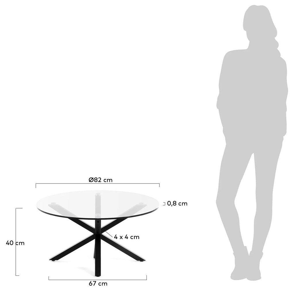 Kave Home - Tavolino da caffè Argo Ø 82 cm vetro nero