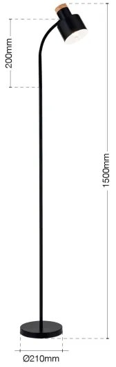 Orion - Lampada da terra GILI 1xE27/40W/230V nera