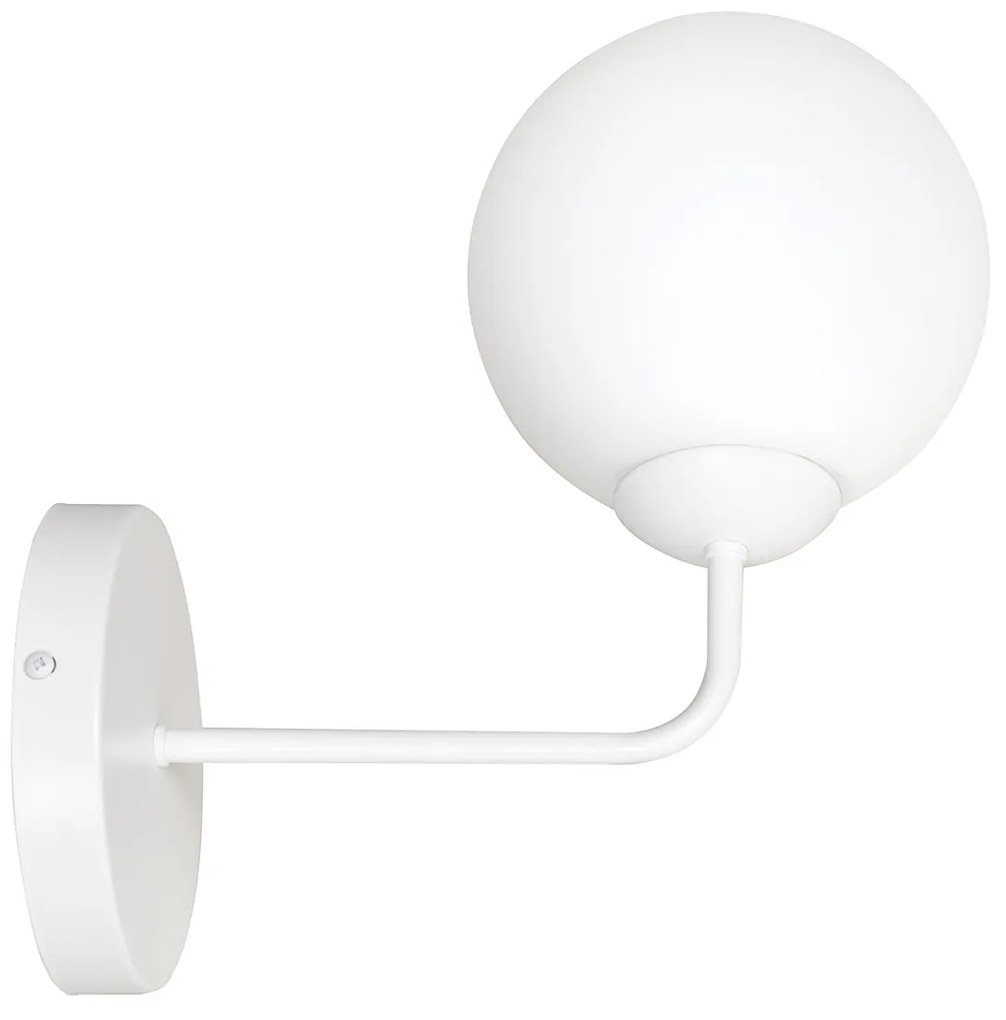 Applique Moderna 1 Luce Susanoo In Acciaio Bianco E Vetro A Sfera Bianco