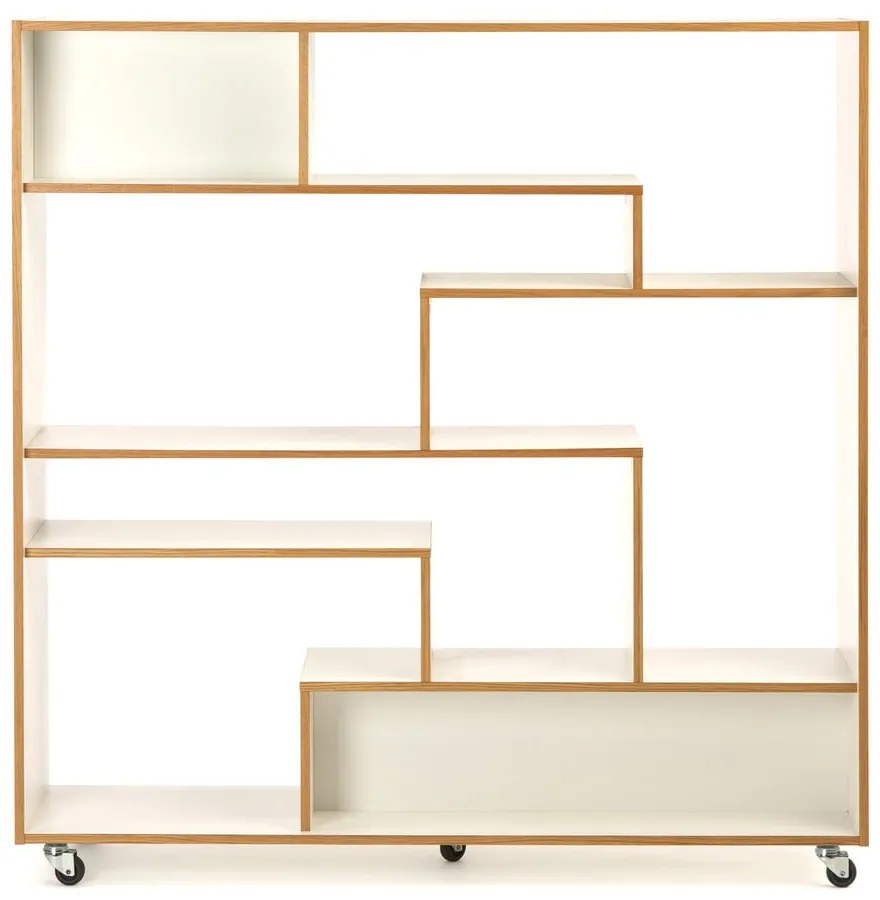 Libreria bianca con bordo in legno 140x143 cm Southbury - Woodman