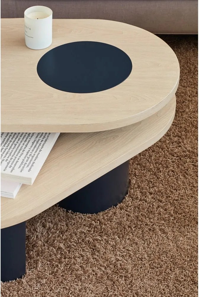 Tavolino da salotto blu/di colore naturale con effetto frassino 50x120 cm Nori – Teulat