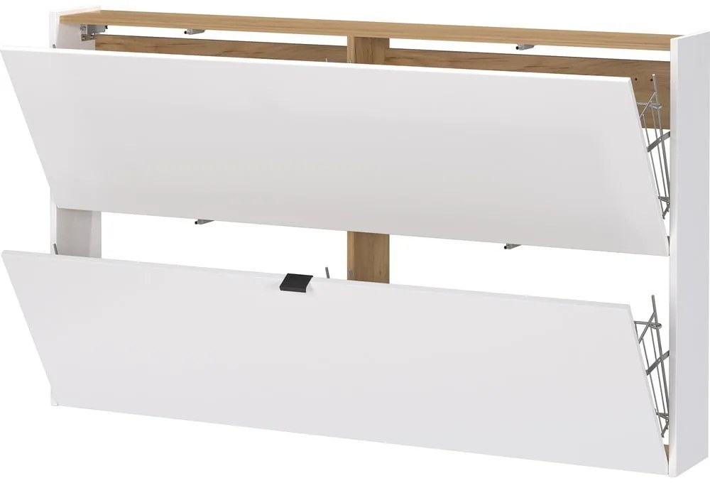 Scarpiera bianca effetto rovere con ante ribaltabili e da parete 140x83x18 cm Ameca – Germania
