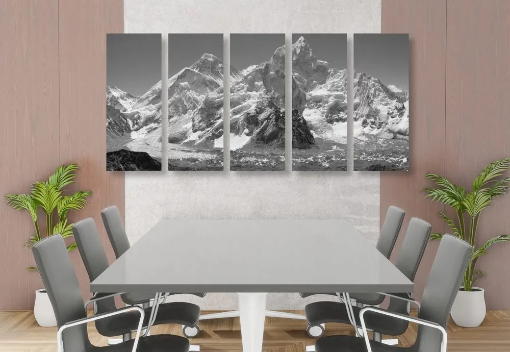 Quadri 5 pezzi – Meravigliosa cima di montagna in bianco e nero