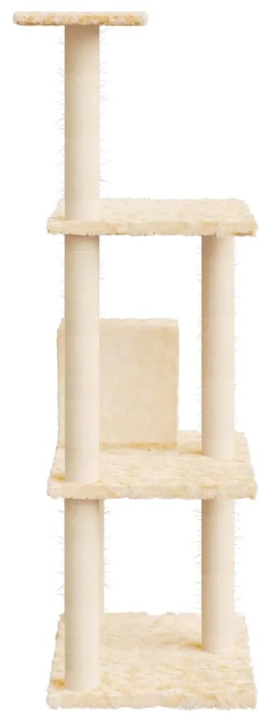 Albero per gatti con tiragraffi in sisal crema 119 cm