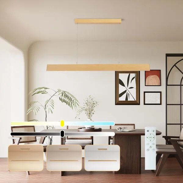 Brilagi - Sospensione LED dimmerabile su cavo SLIMLINE LED/40W/230V 3000-6000K finitura rovere + telecomando