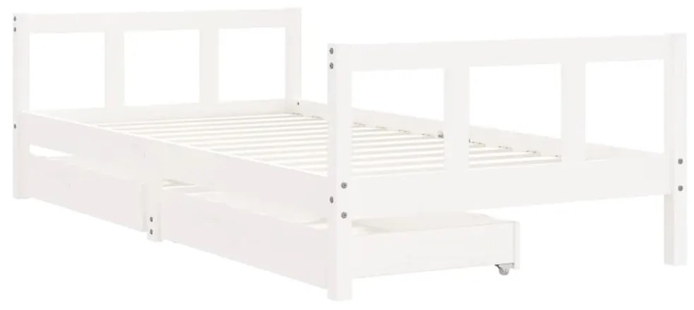 Giroletto bambini con cassetti bianco 90x190 cm massello pino