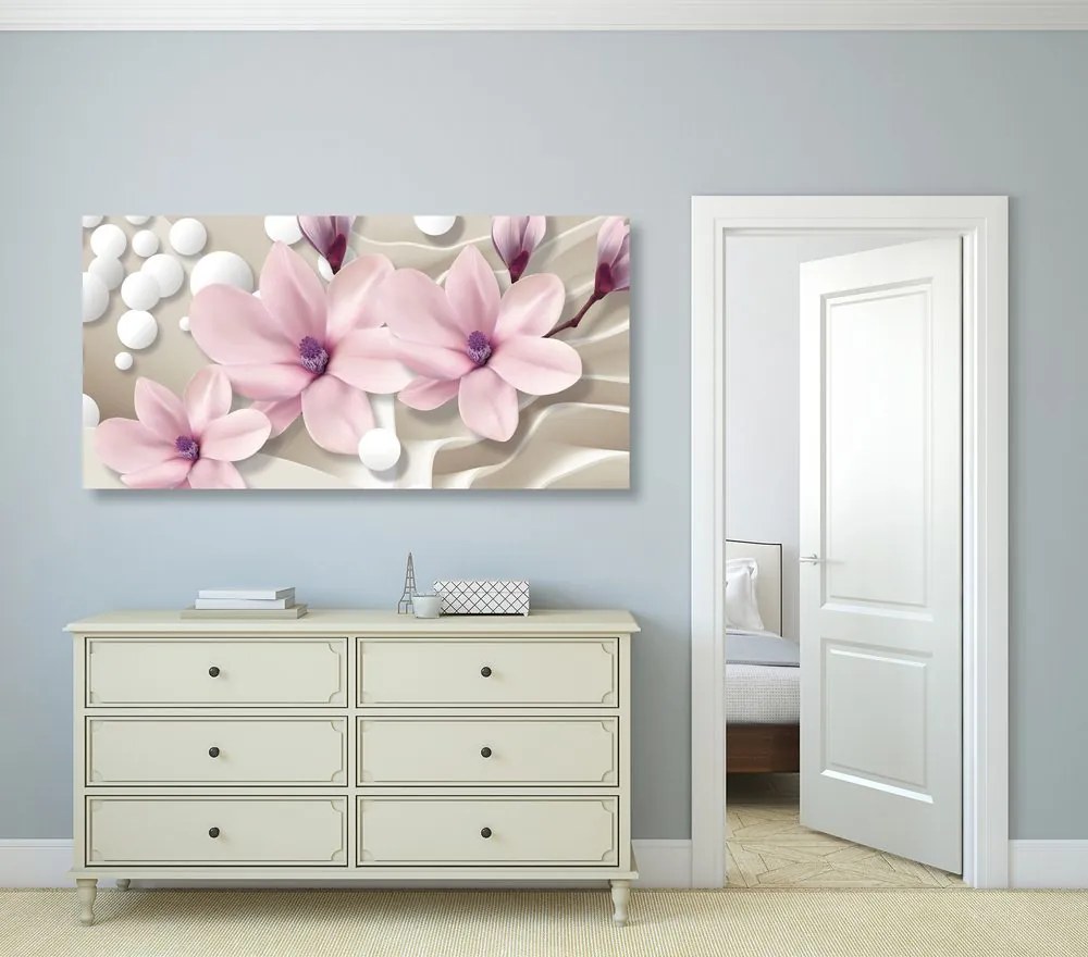 Stampa su tela – Magnolia su sfondo astratto