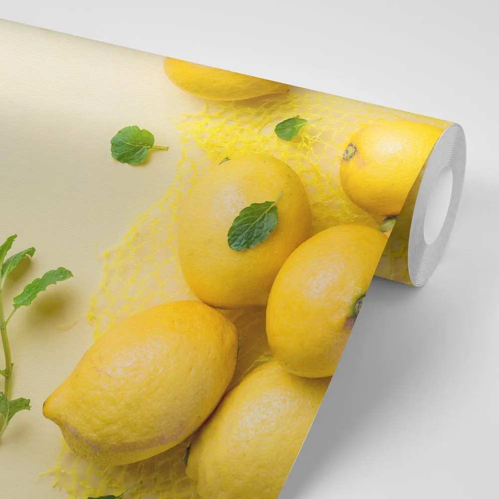 Carta da parati – Limoni con menta