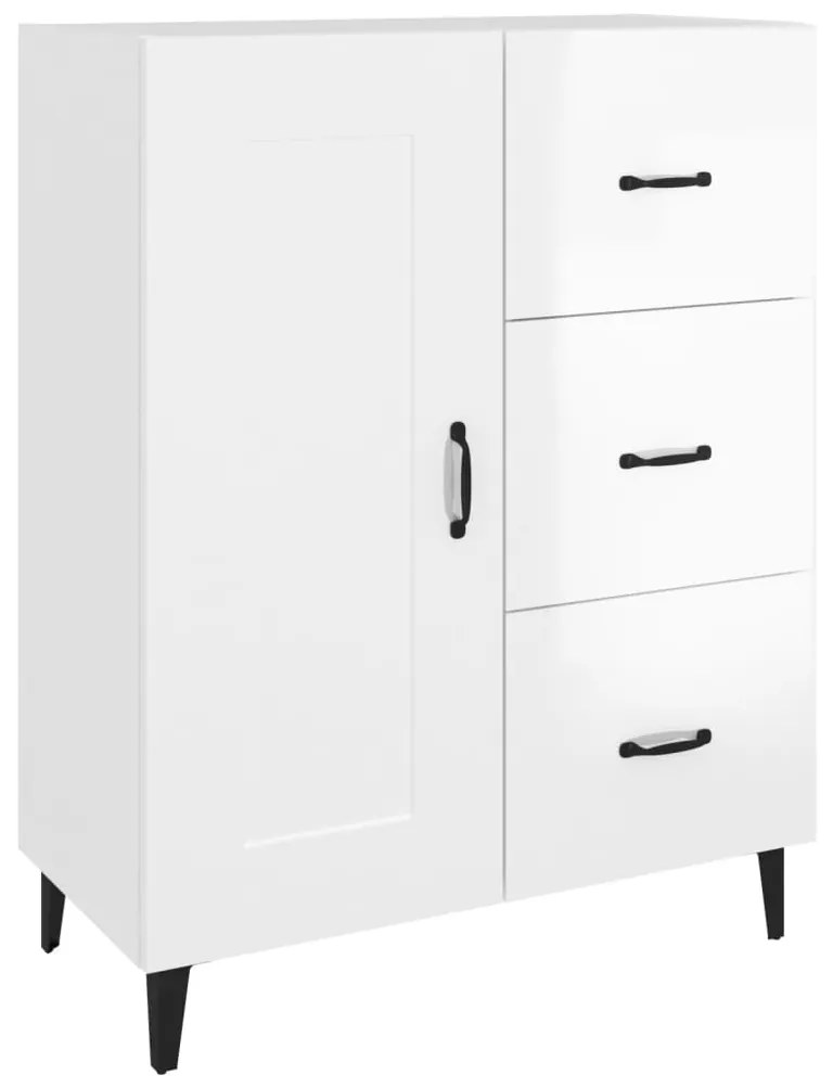 Credenza 69,5x34x90 cm in legno multistrato bianco lucido