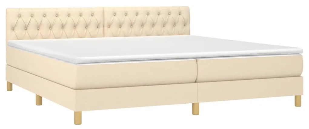 Letto a molle materasso e led bianco 200x200cm in tessuto