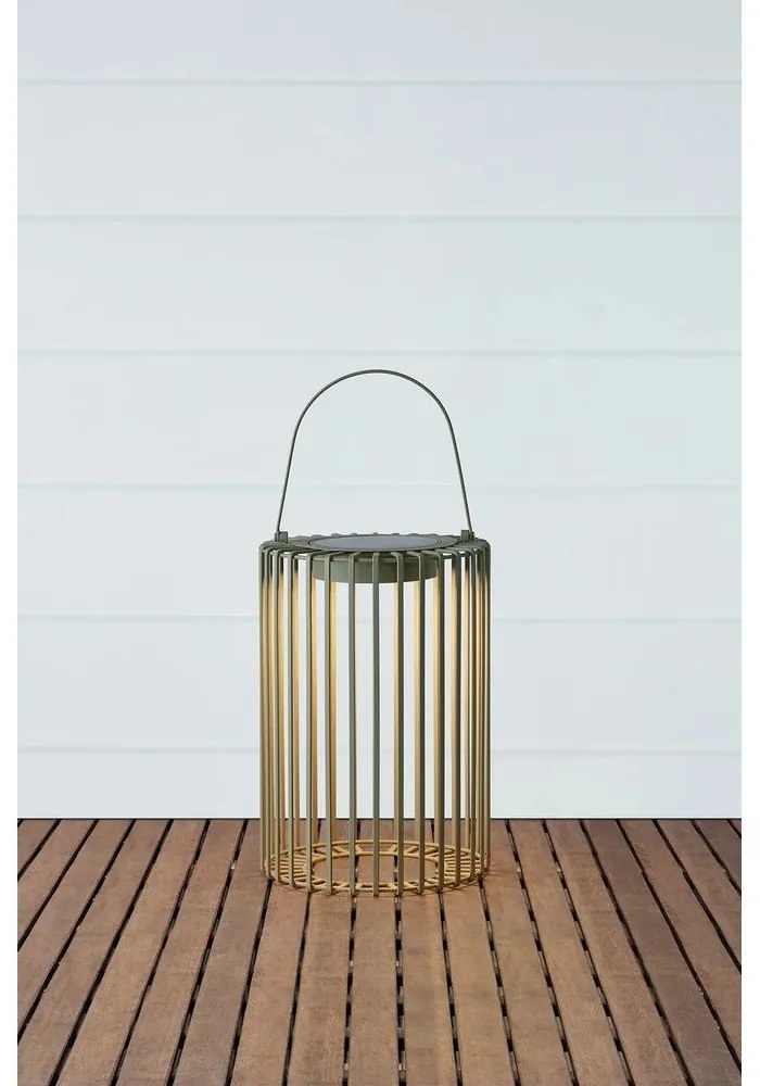 Lanterna a LED verde con alimentazione a pannelli solari e con ricarica USB da esterno (altezza totale 54 cm) Cavia – Markslöjd