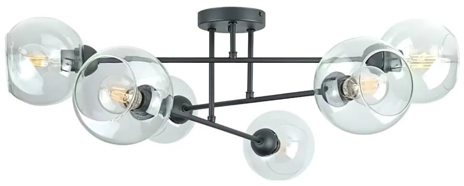 Lampadario a sospensione con supporto rigido VASCO 6xE27/60W/230V nero/limpido